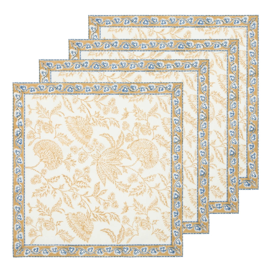 Chloe Blue & Brown Napkins Set of 4