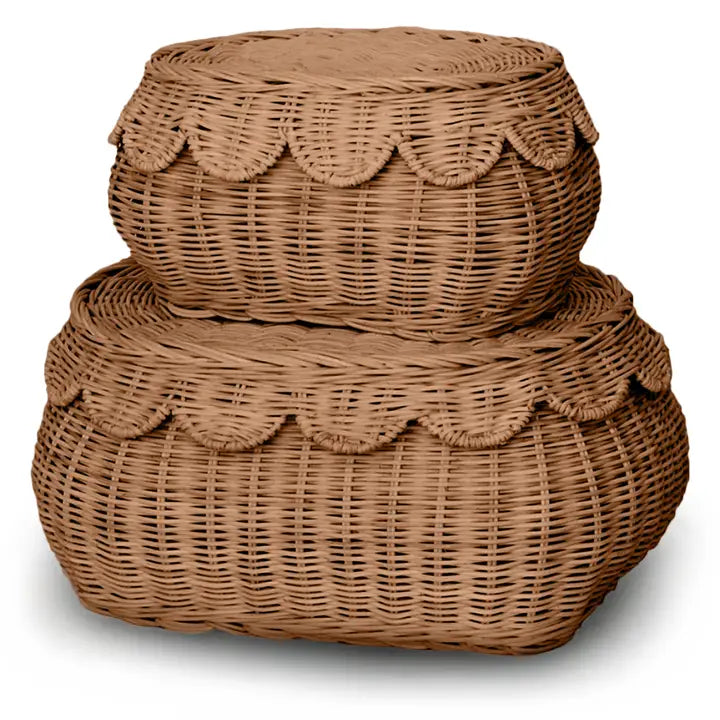 Flora Duo Rattan Basket Set - Mocca