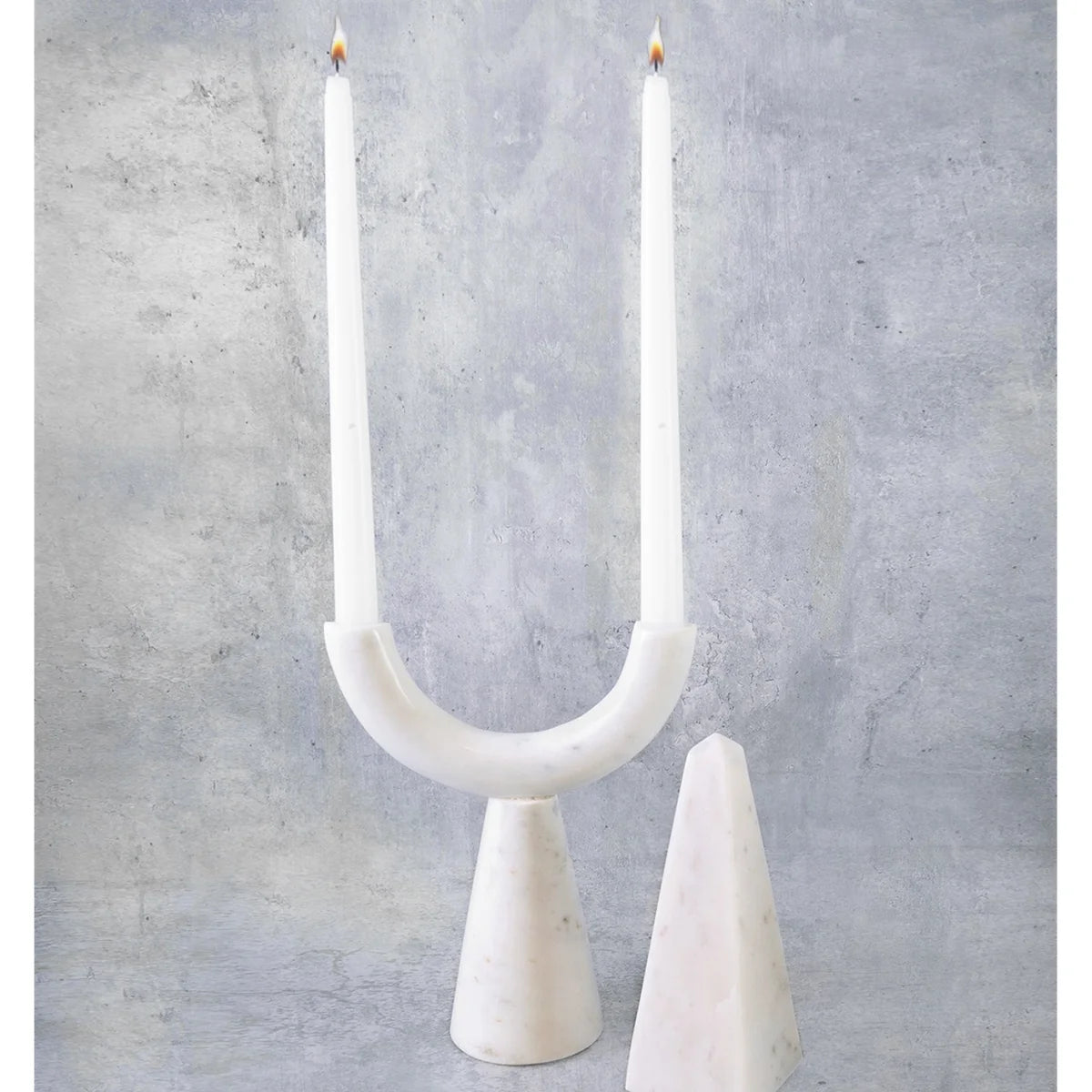 White Marble Piller Candle Holder