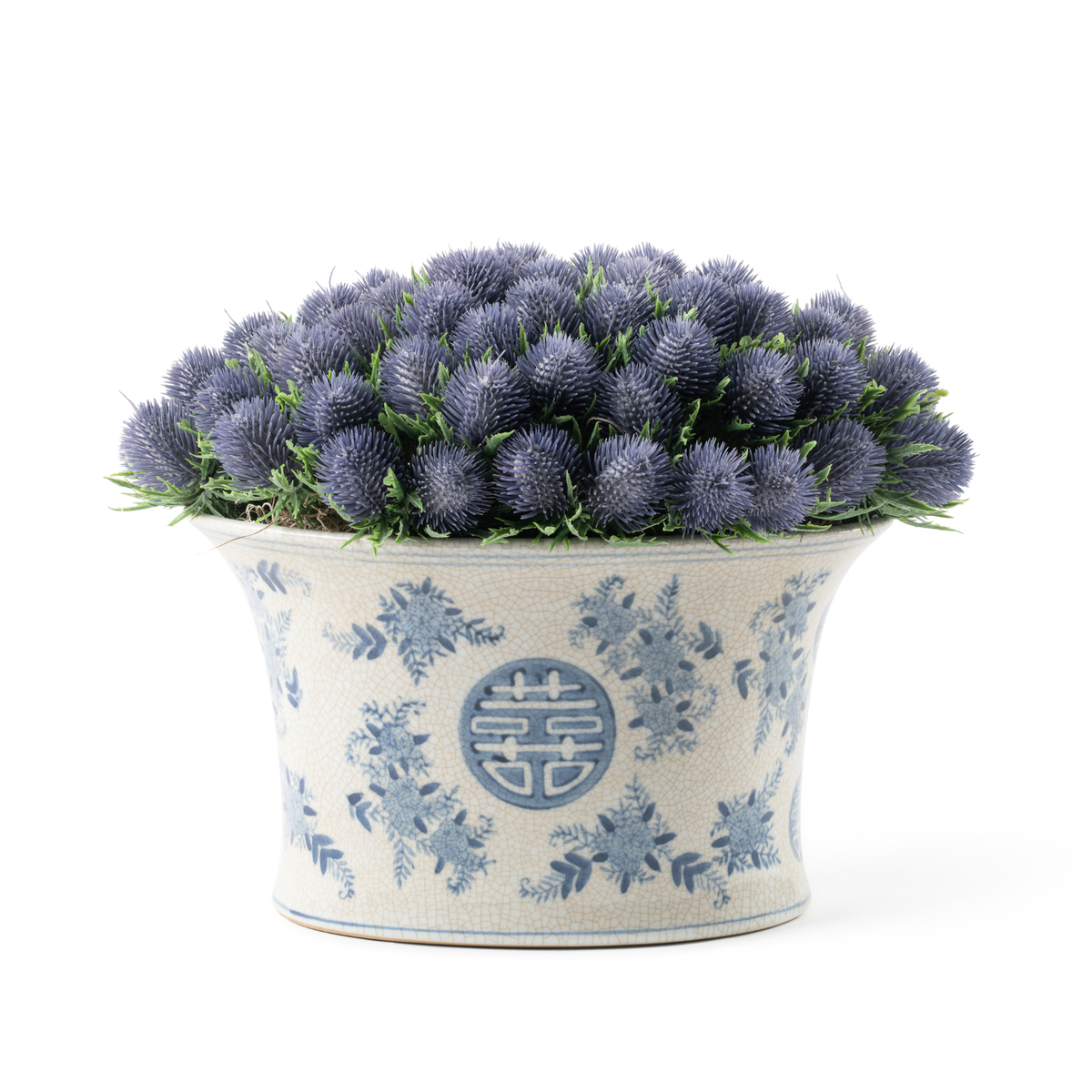 Lavender Thistle in Ceramic Oval Vase