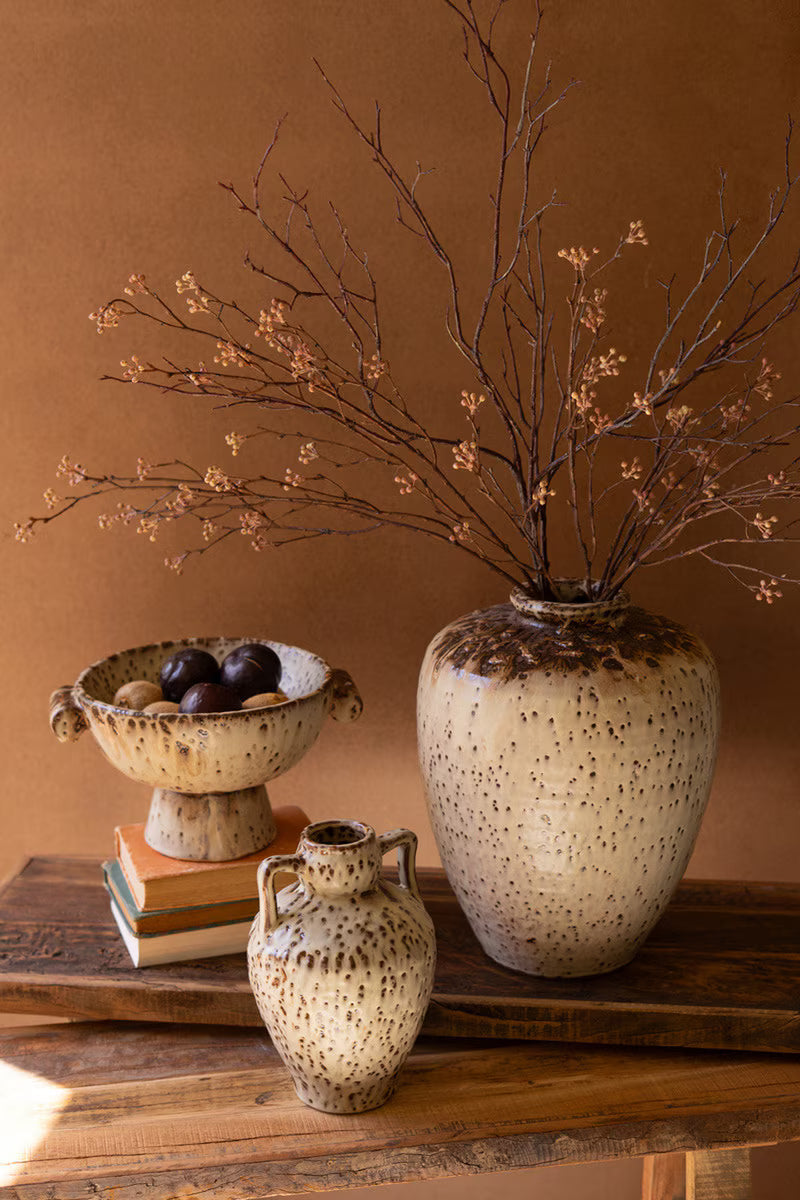 Rustic Ceramic Urn with Two Handles