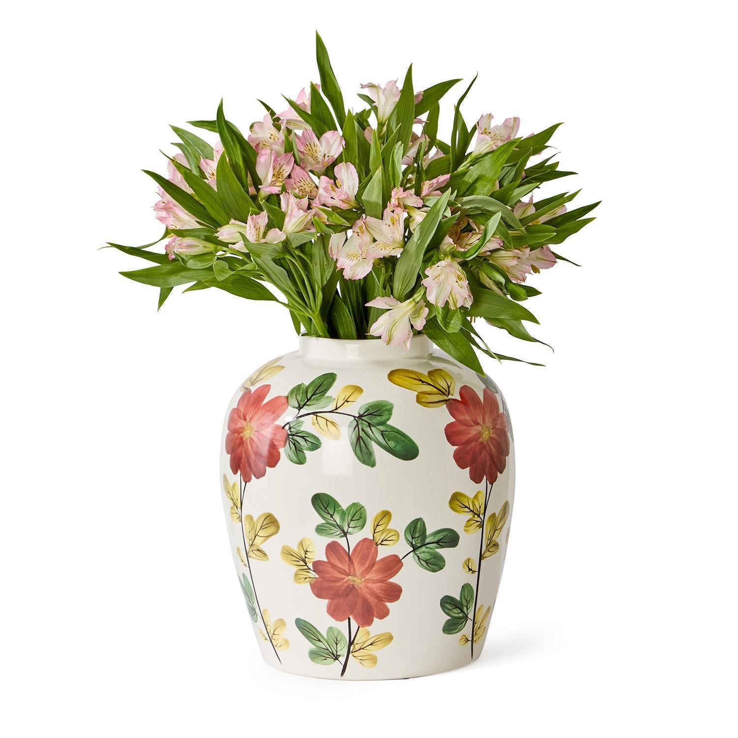 Set of 2 Country Garden Hand Painted Floral Design Jar