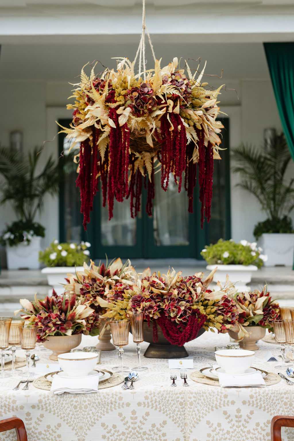 DH Gold and Burgundy Pot Arrangement