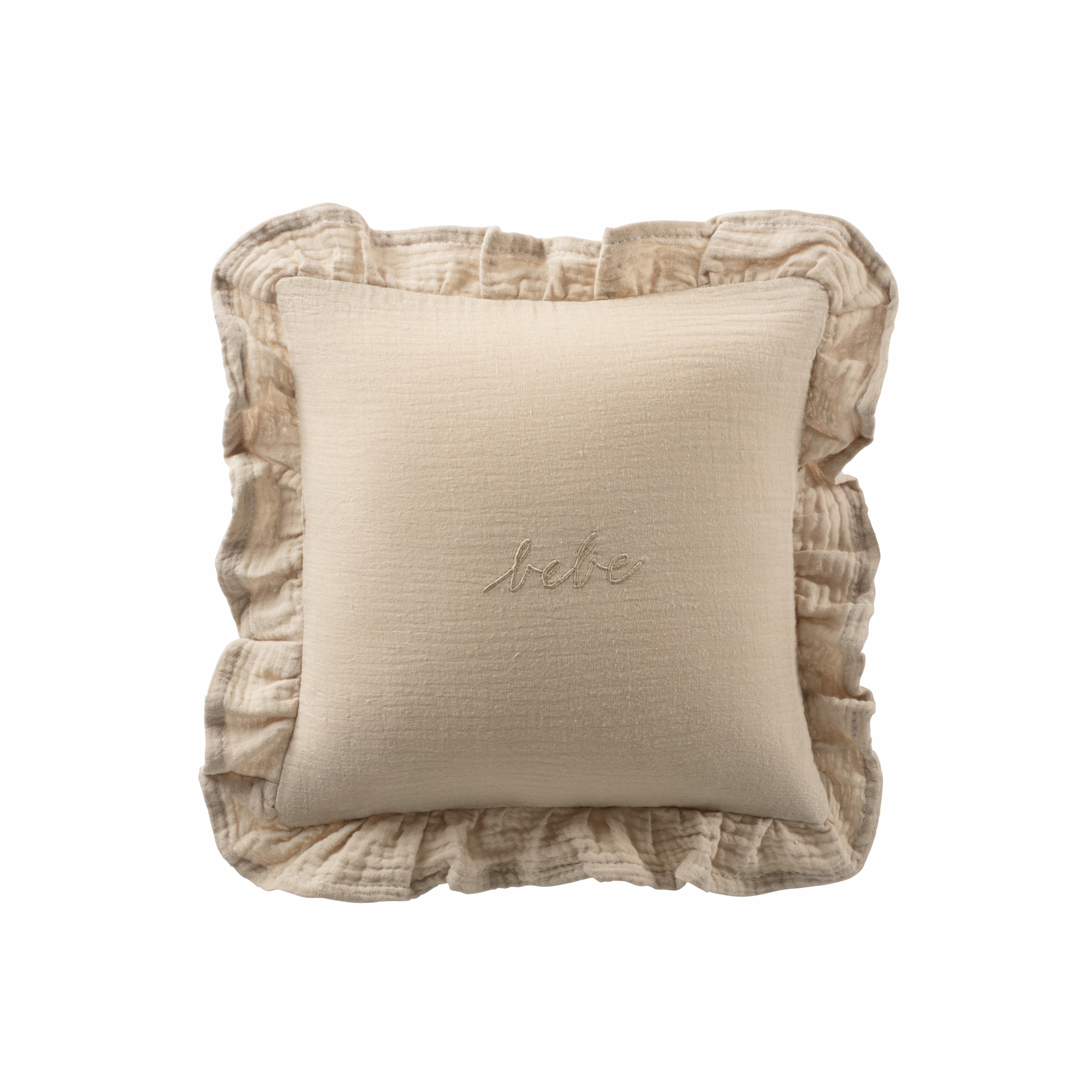 DH Taupe Gauze Bebe Ruffle Accent Pillow