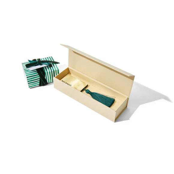 Merriment Brass Matchbox with Evergreen Tassel