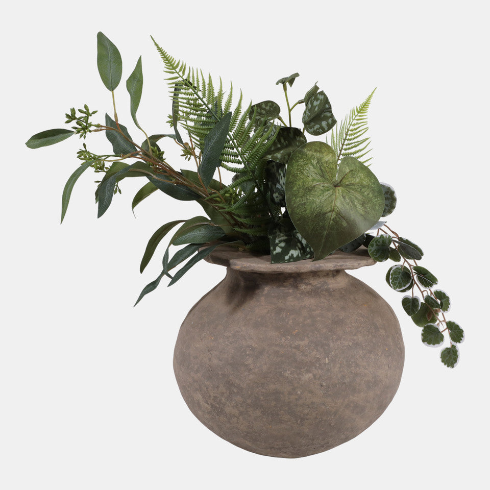 Round Paper Mache Taupe Vase
