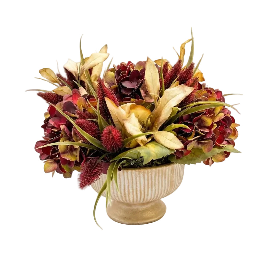 DH Gold and Burgundy Pot Arrangement