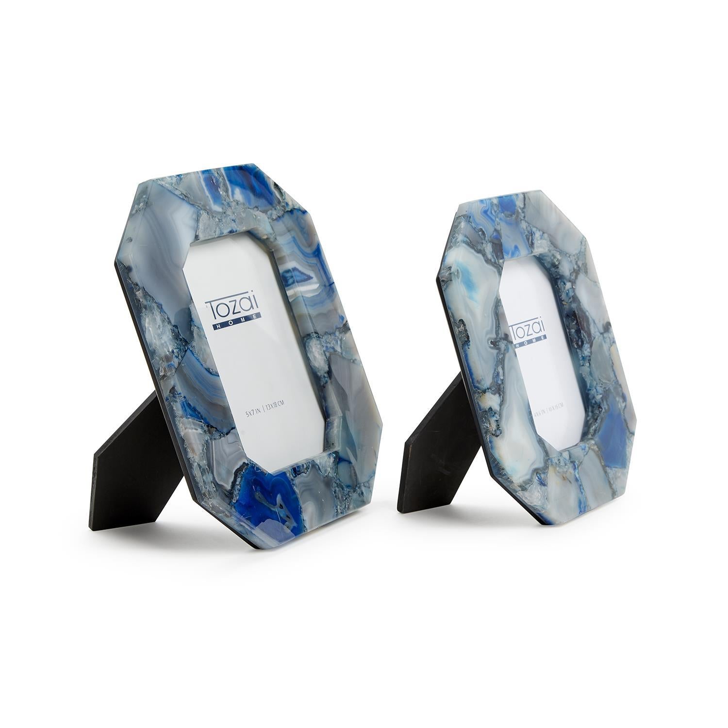 Blue Agate Photo Frame Set Of 2