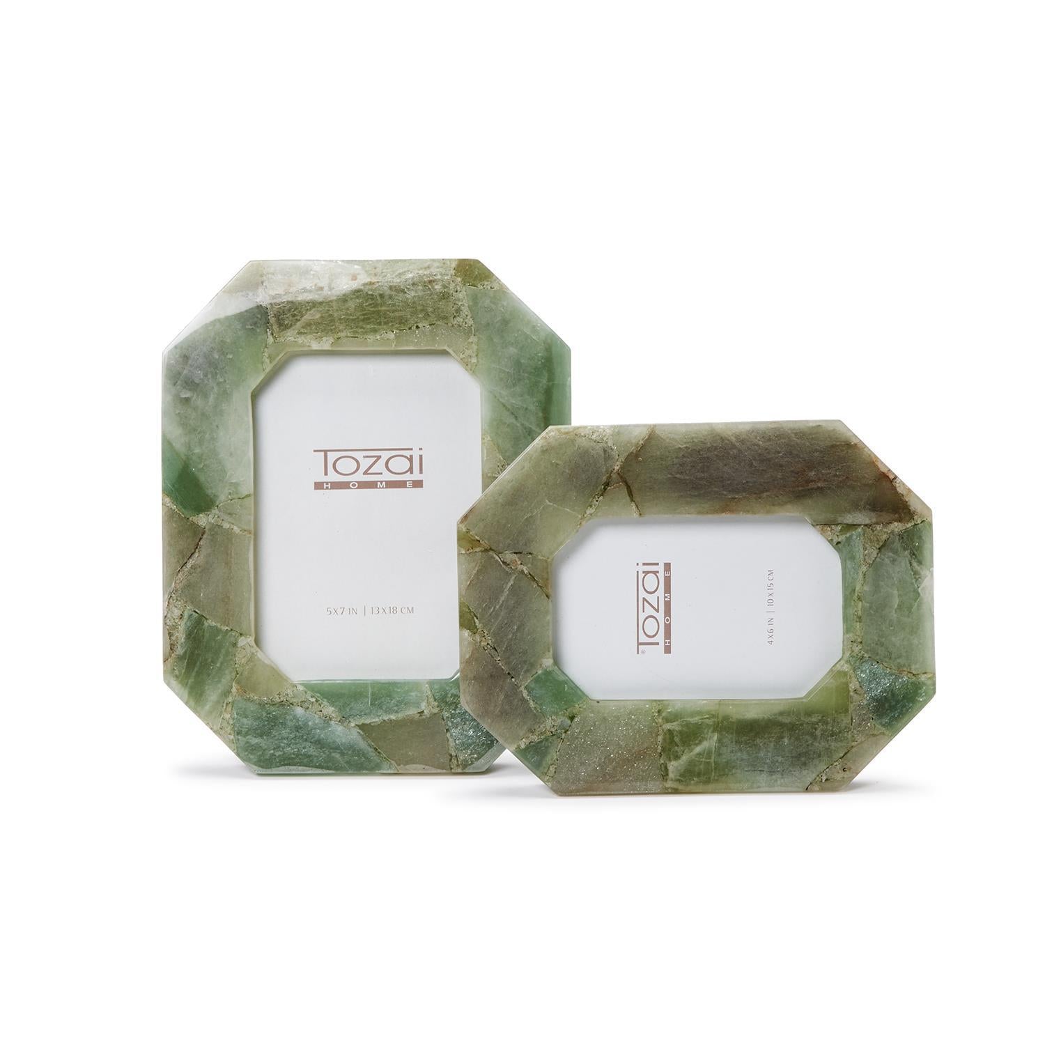 Green Quartz Octagon Photo Frame Set Of 2