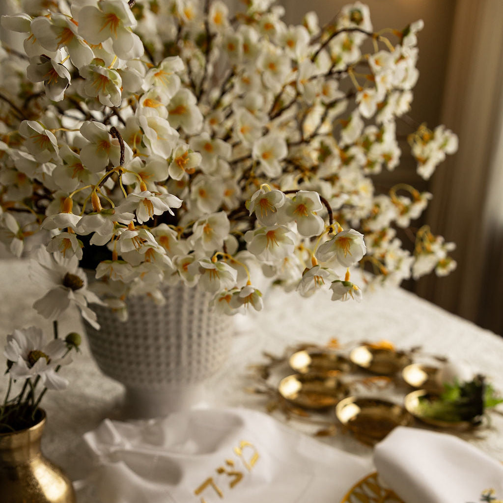 DH Cherry Blossom in Beaded Ceramic Pedestal Vase