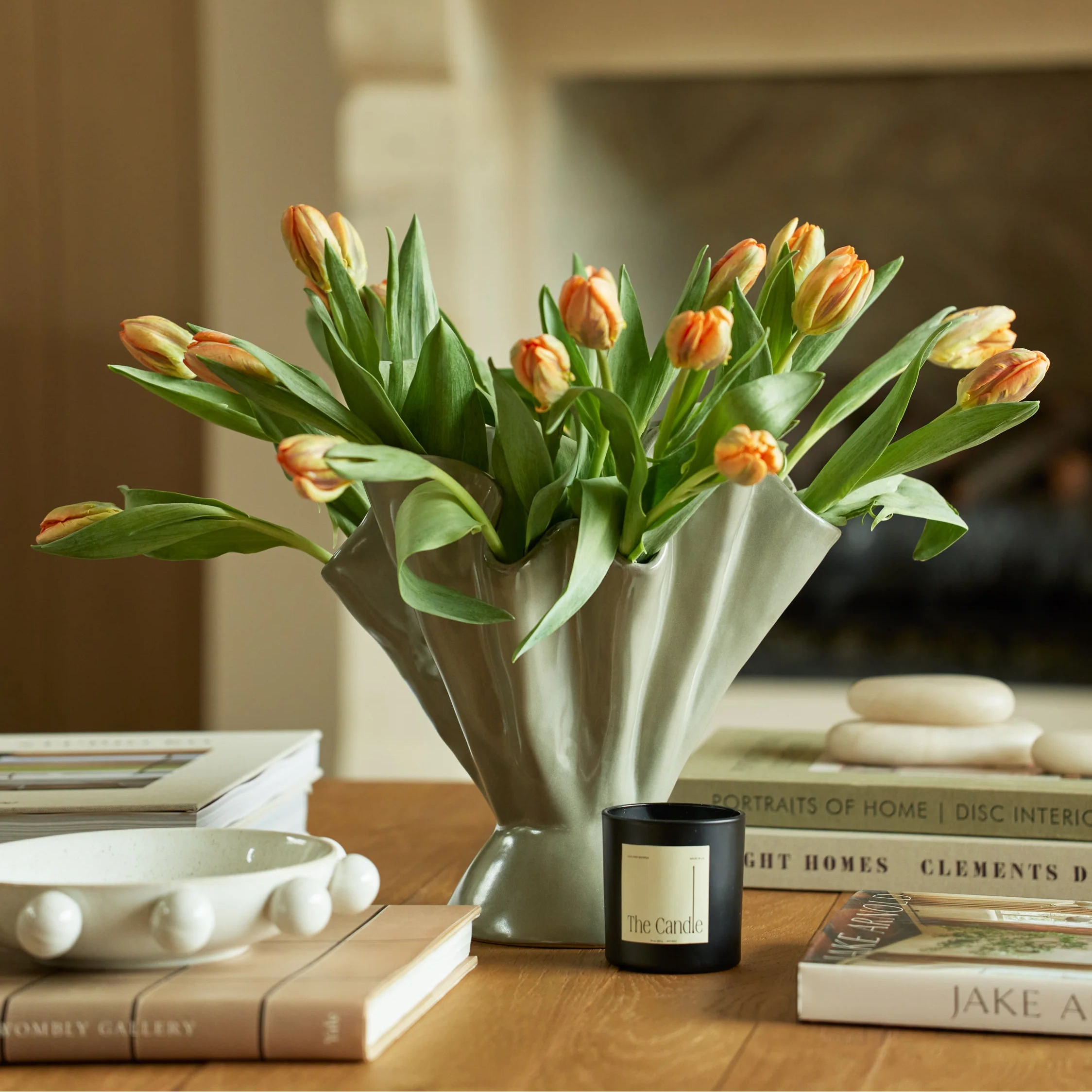 Stoneware Ruffled Vase