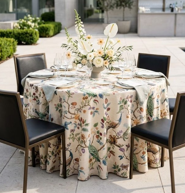 DH Aviary Parchment Tablecloth