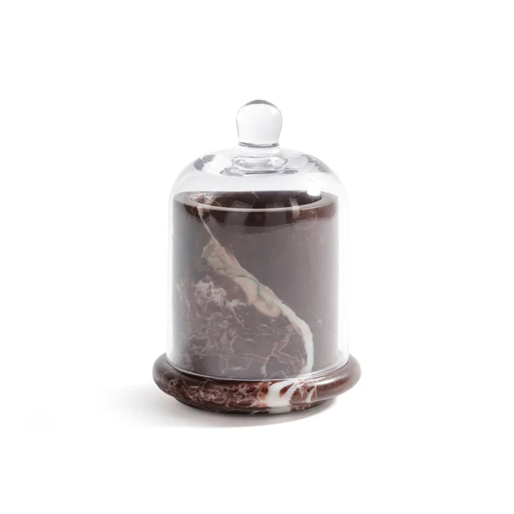 Red Levanto Marble Marbella Scented Candle Jar with Cloche