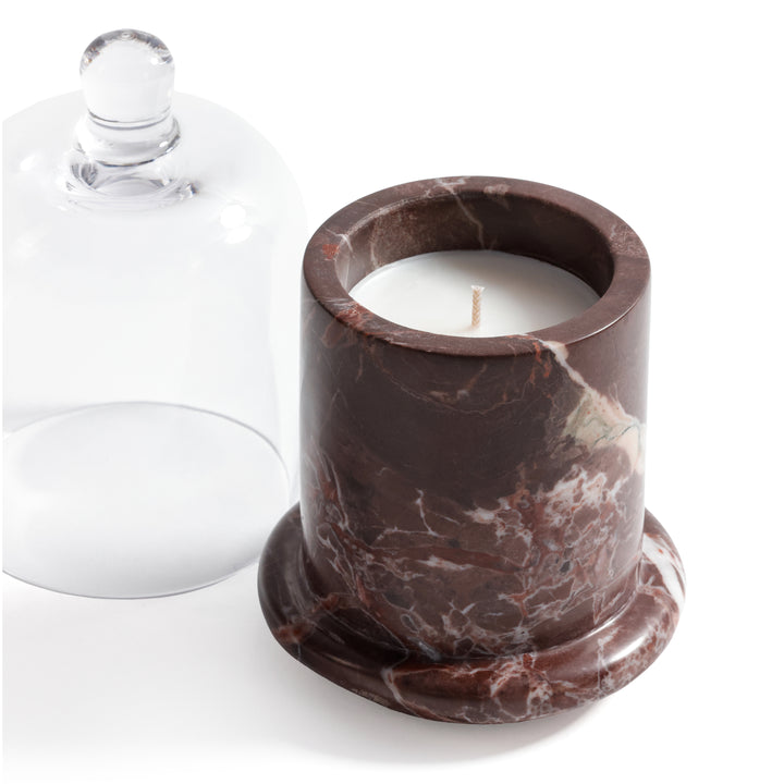 Red Levanto Marble Marbella Scented Candle Jar with Cloche