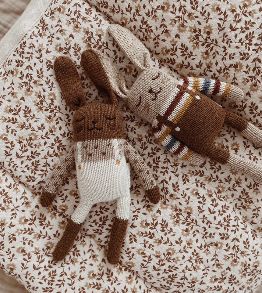 Bunny Knit Toy Ecru  Overalls