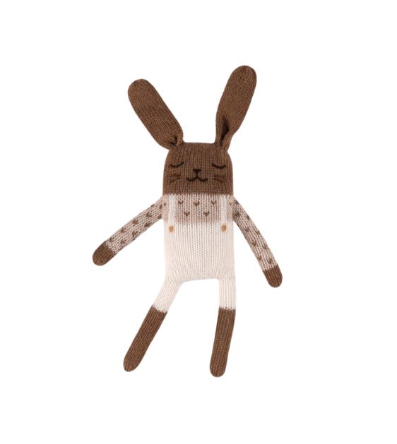 Bunny Knit Toy Ecru Overalls