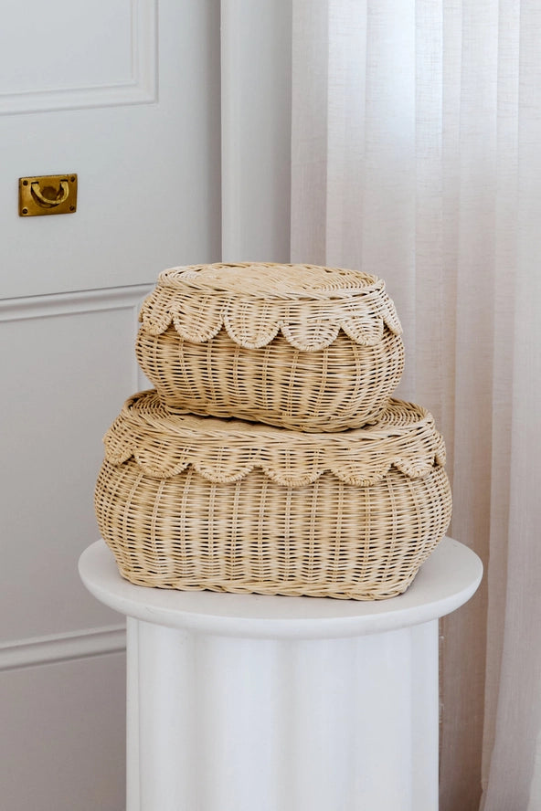 Flora Rattan Scallop Basket Set