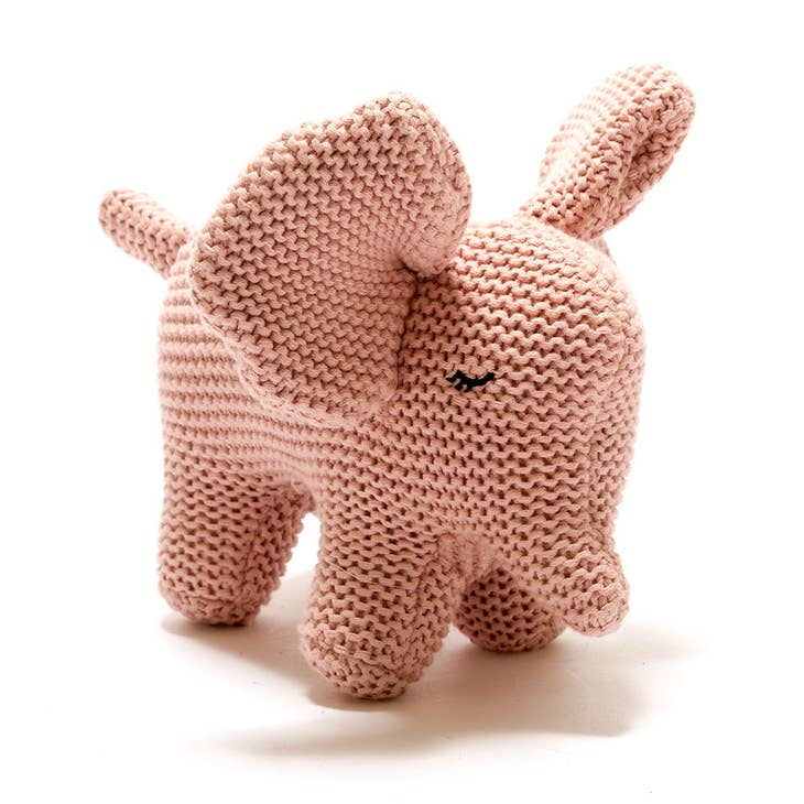 Chunky Knit Organic Small Baby Elephant Plush Toy