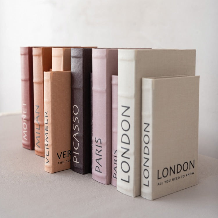 MDF and Linen Book Storage Boxes