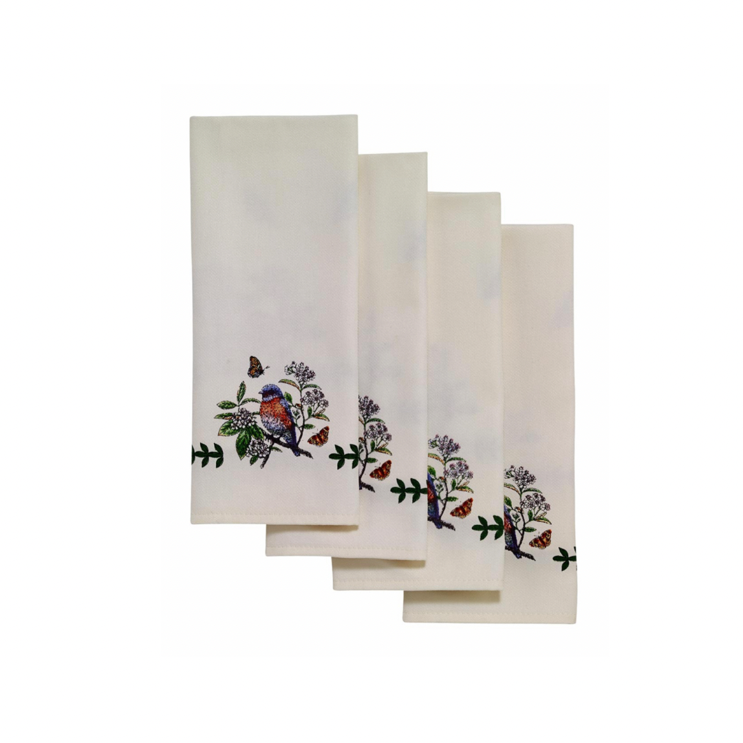 Embroidered Cotton Dinner Napkins Set of 4