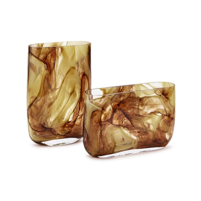 Swirl Hand Blown Glass Vase Set Of 2