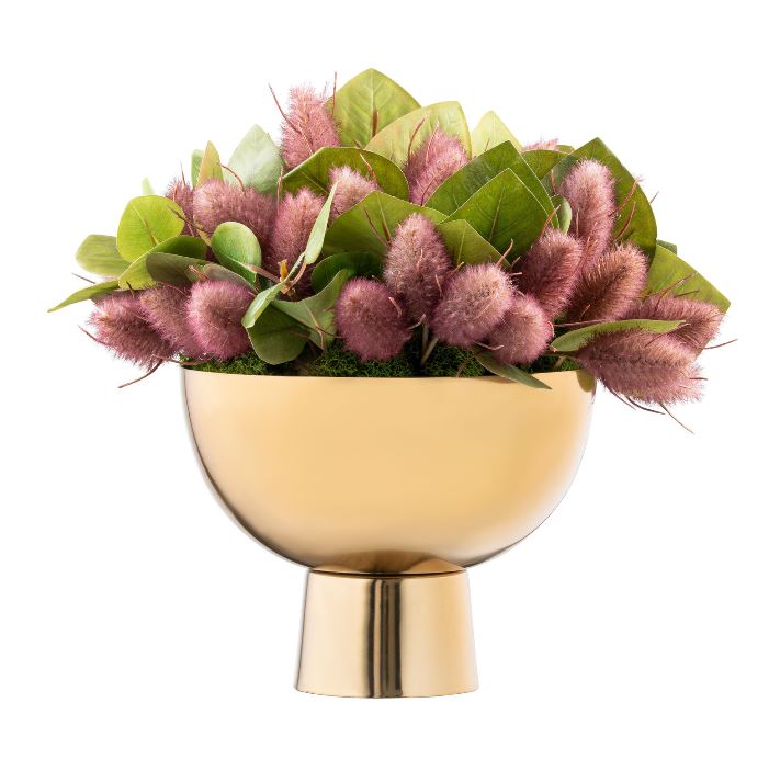 Gold Pedestal Purple Leaf Floral