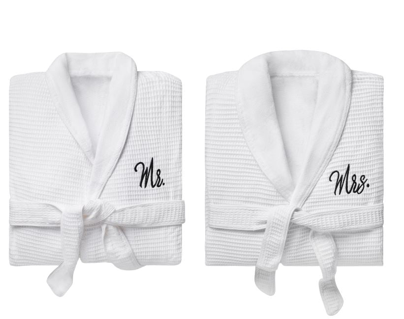 Home N Living Wedding Personalised Luxury Bath Robe His Hers/Mr Mrs 100% Cotton Terry Towel Bathrobes Extra Absorbent With Belt Bath Shower Anniversary Wedding Gift (Wine Red Mr/Mrs