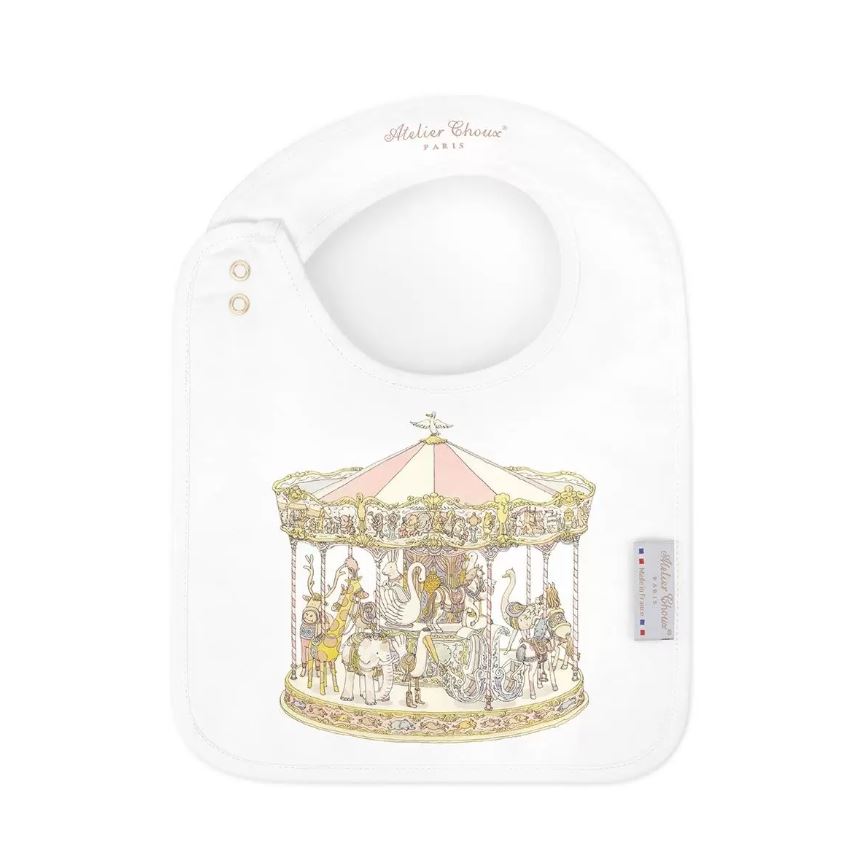 Atelier Choux Carousel Pink Satin Bib