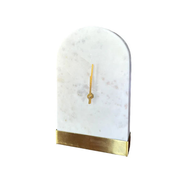 Marble Table Clock With Gold Base