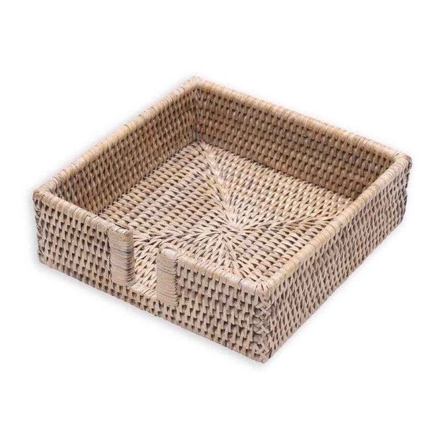 Rattan Luncheon Napkin Holder in White Natural