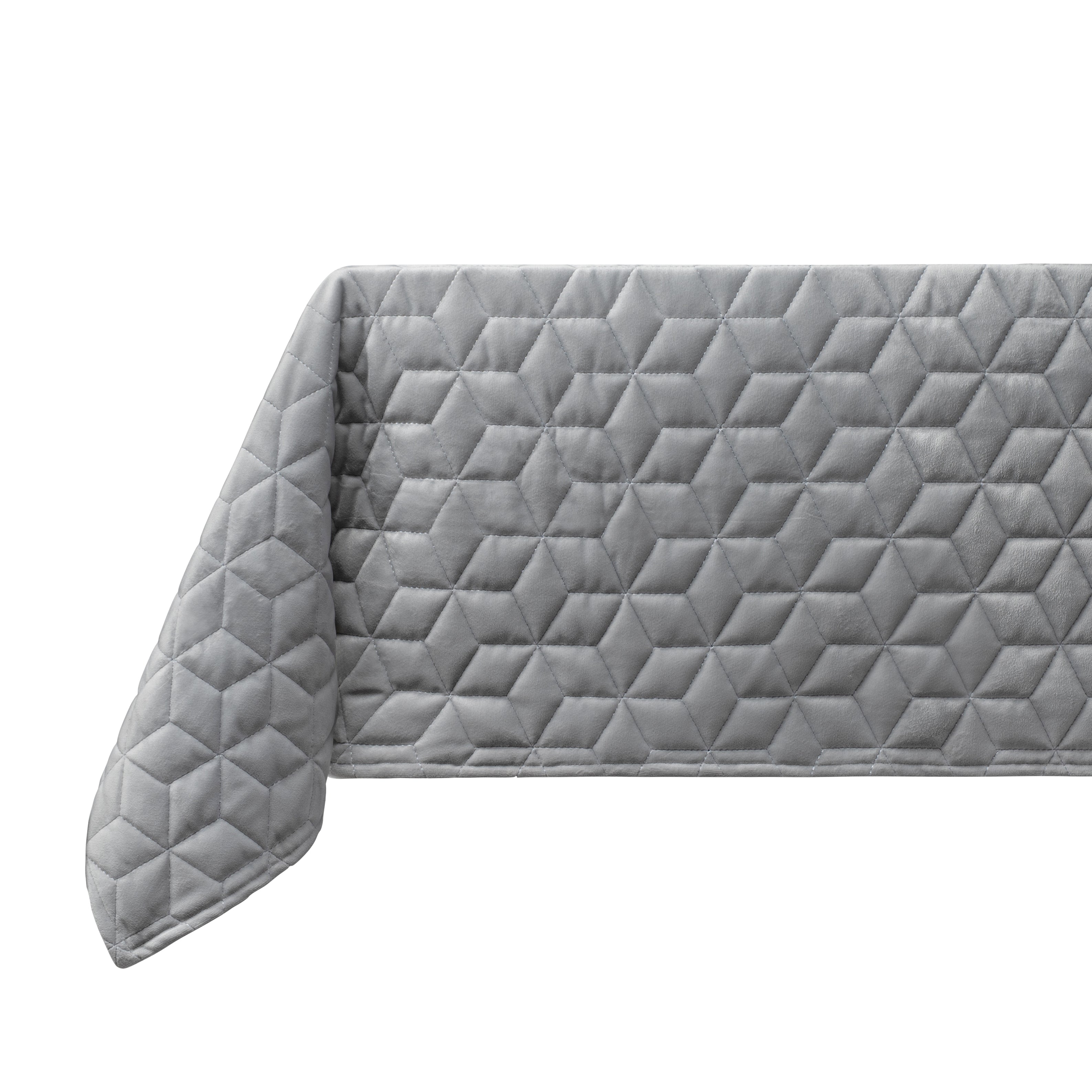 Honeycomb Quilted Silver Tablecloth