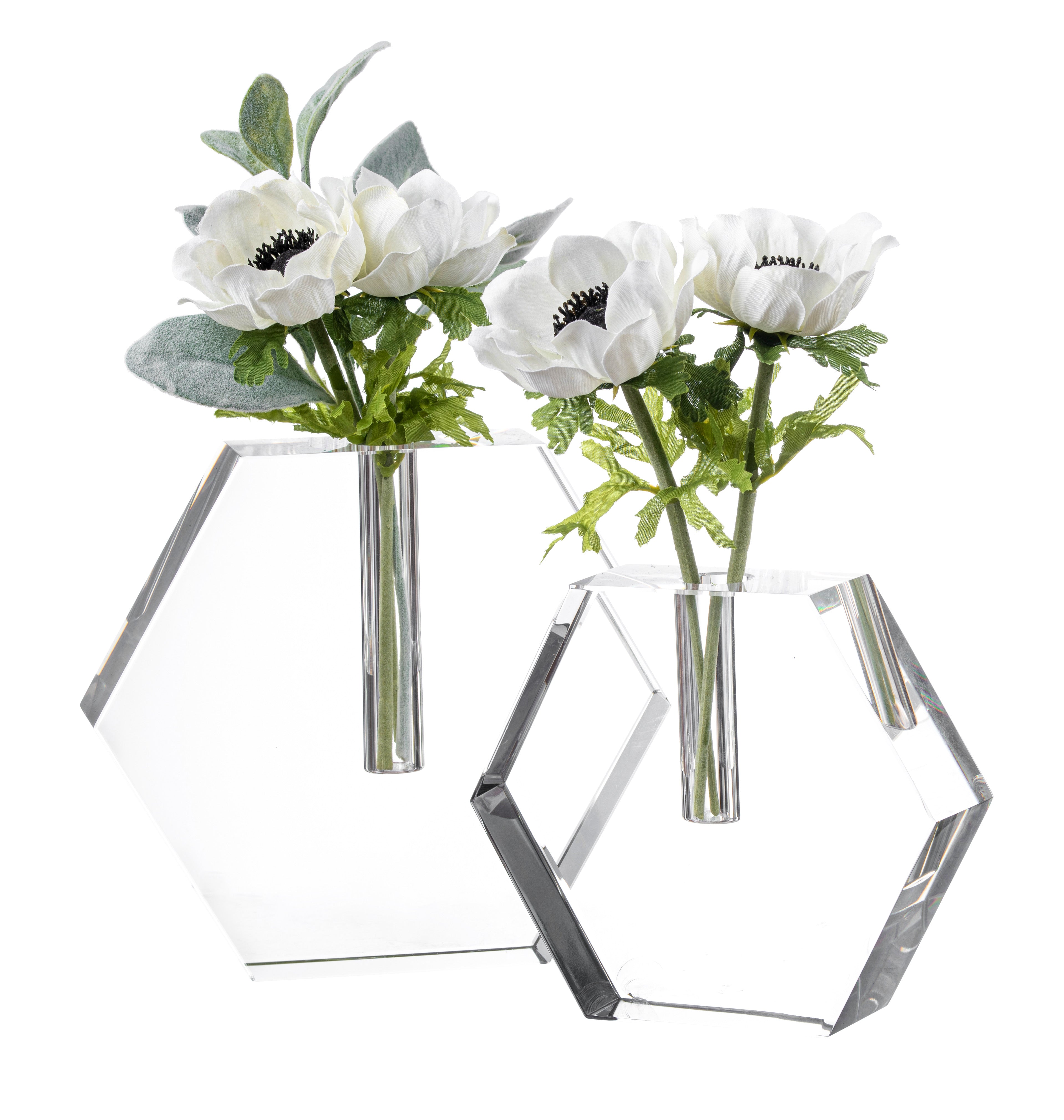 Crystal Hex Glass Bud Vase