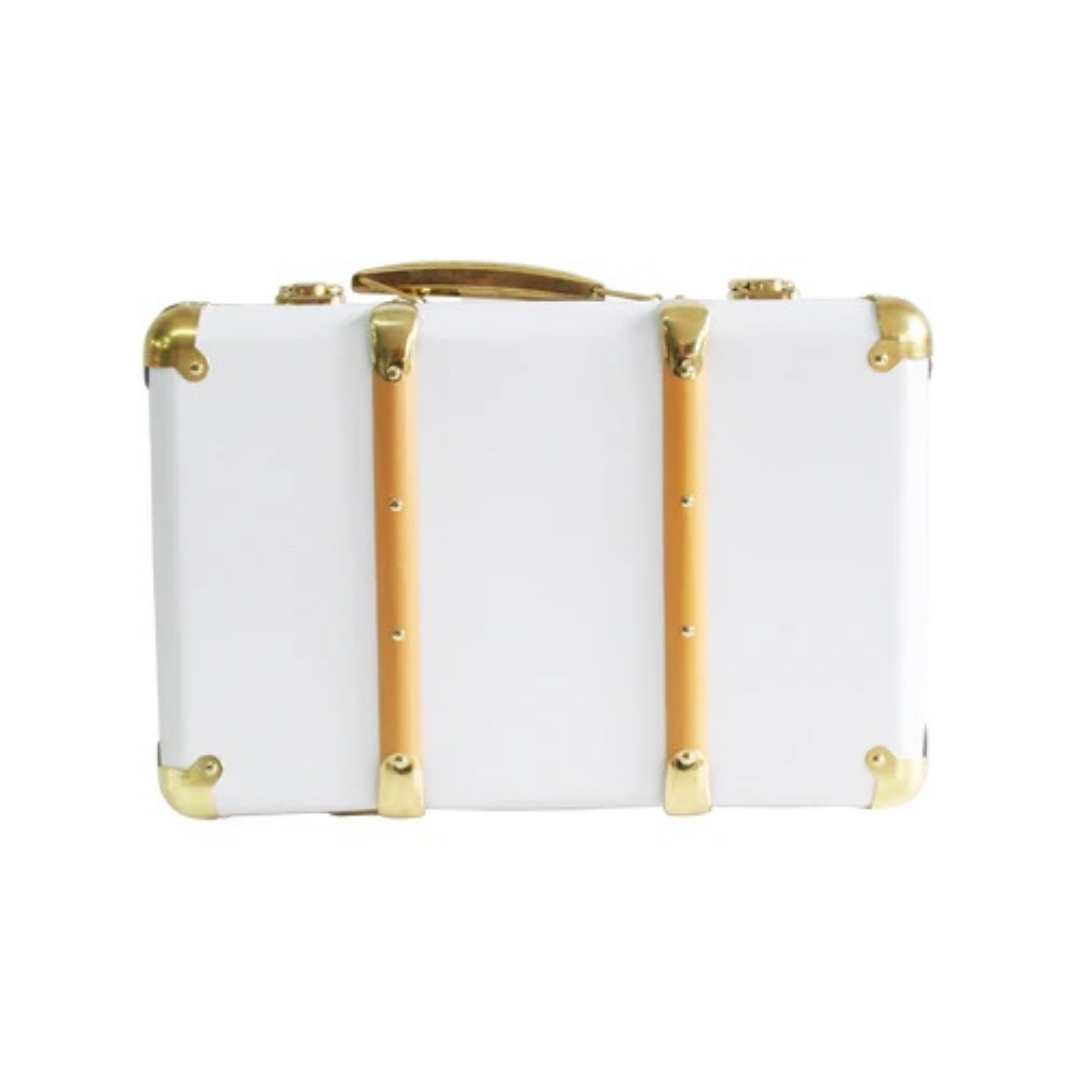 White and cheap gold suitcase