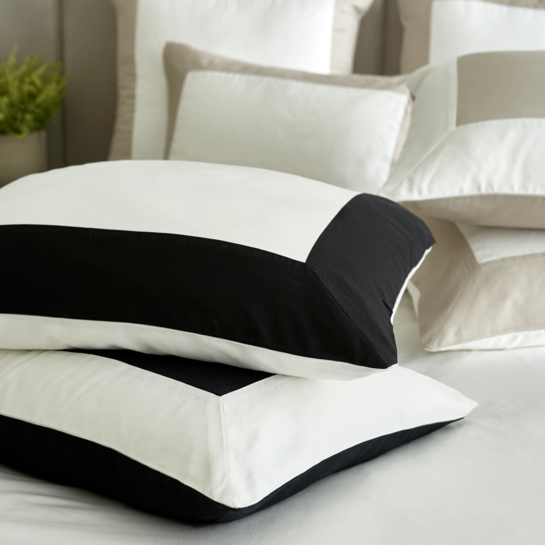 Black and top white euro shams