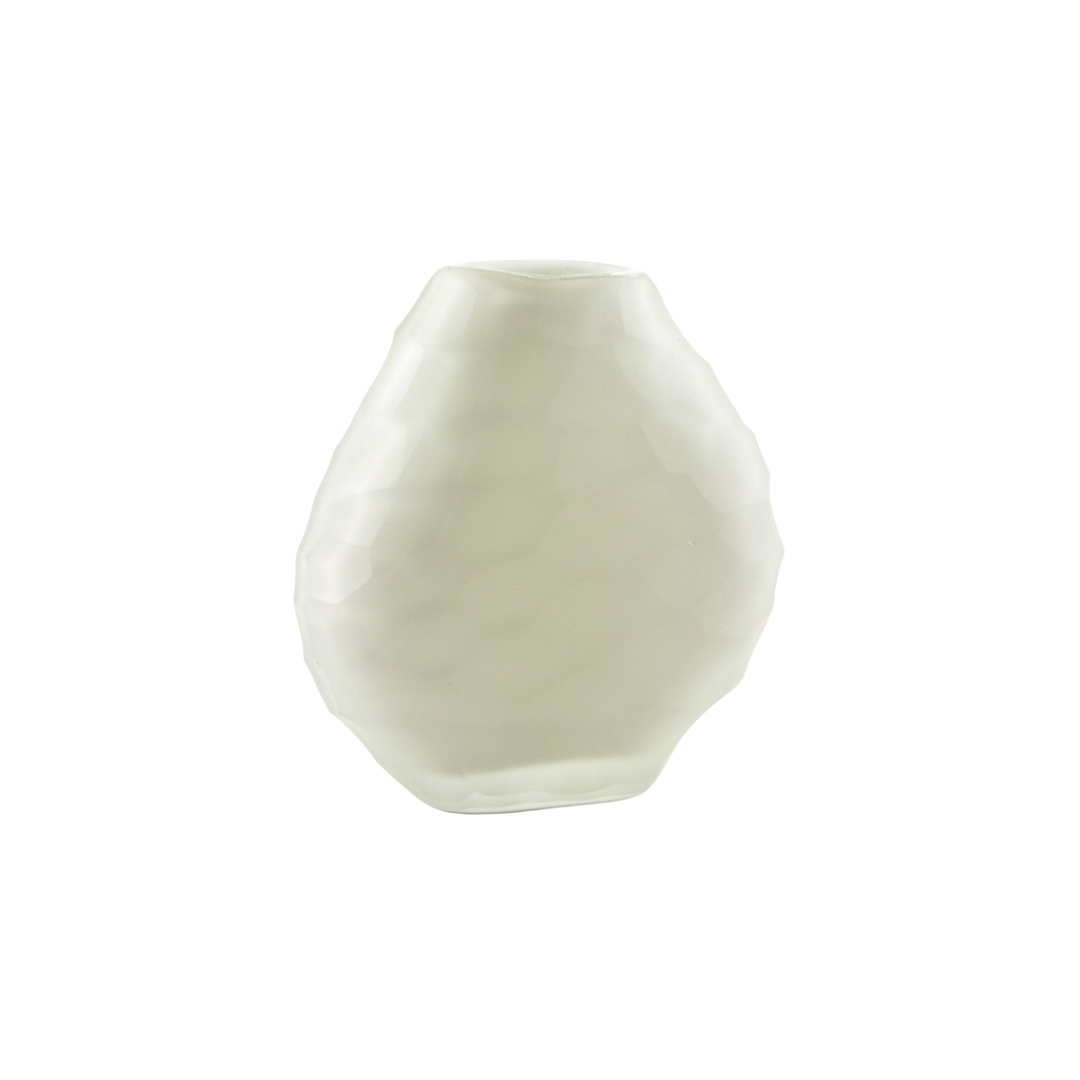 White Hammered Glass Vase