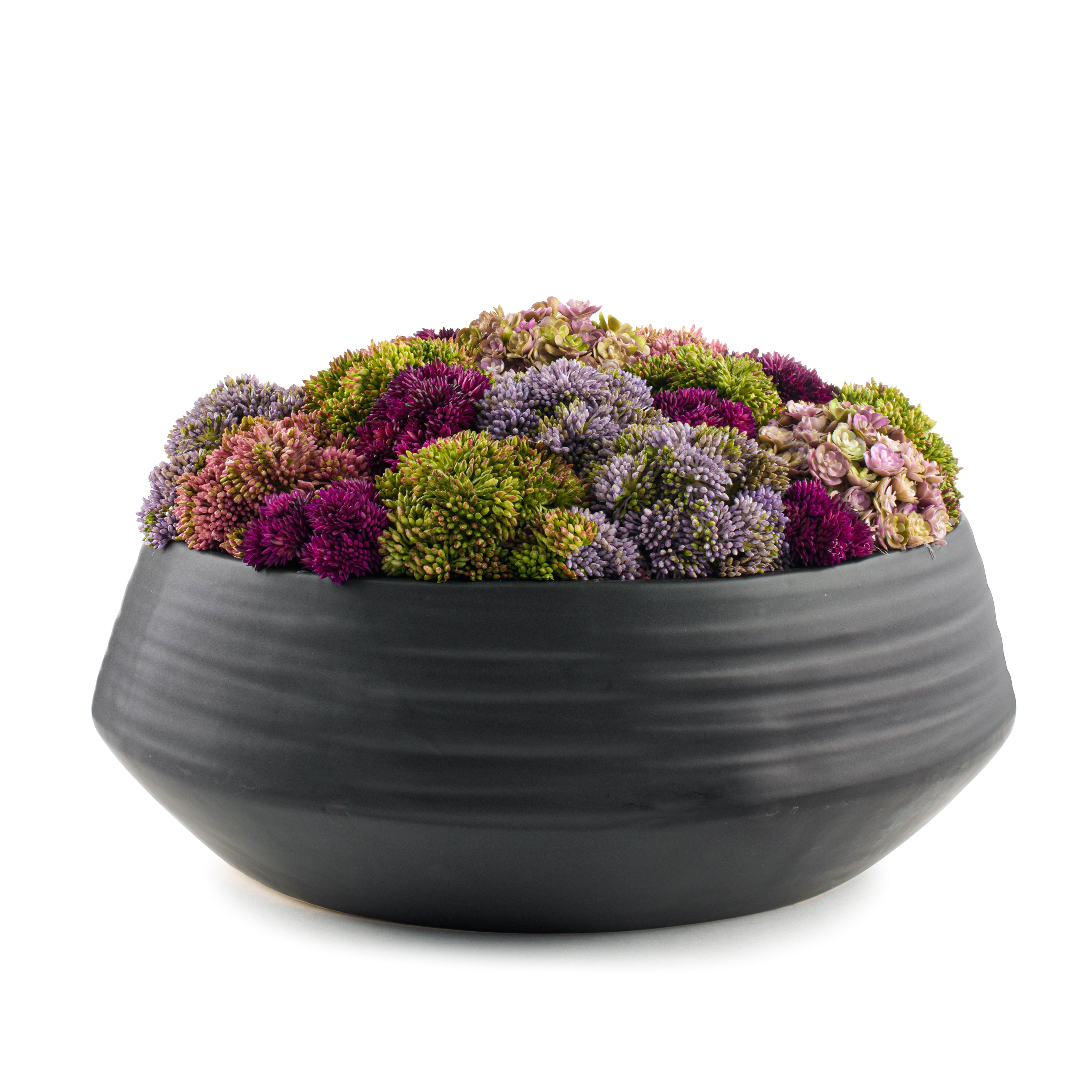 Floral Black Ceramic Pot