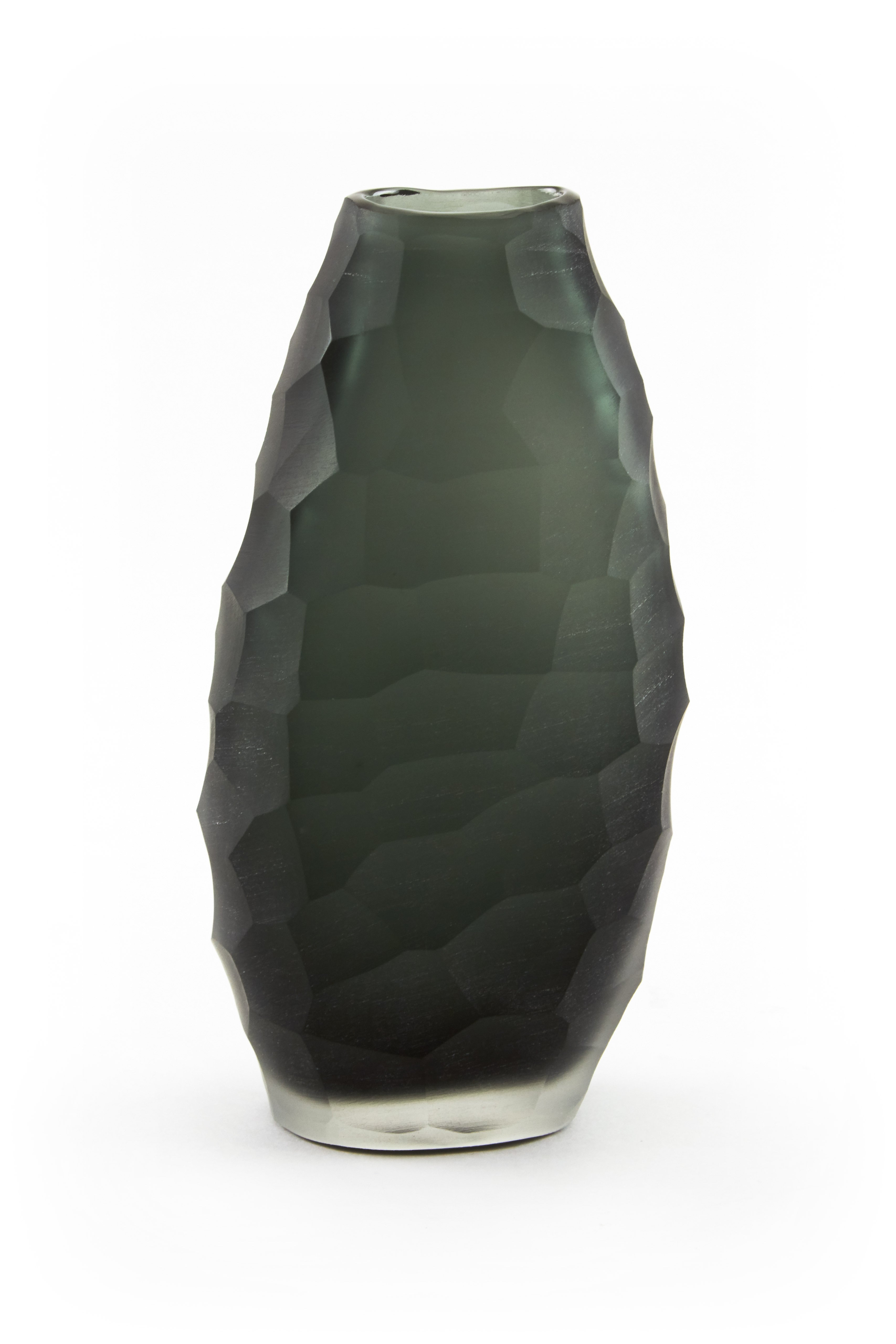 Gray Hammered Glass Vase