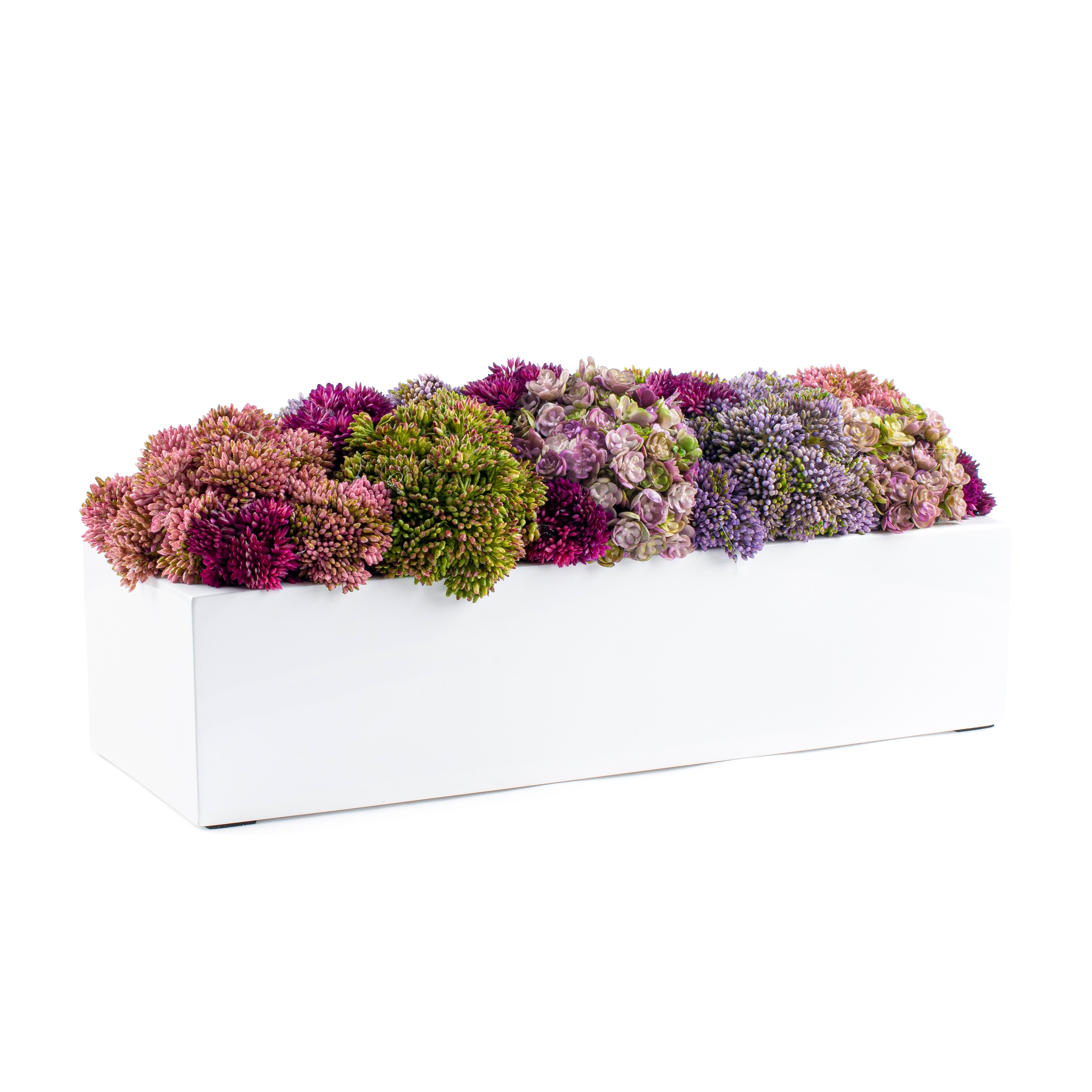 Floral White Rectangular Pot