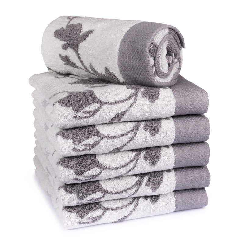 Grey floral online towels