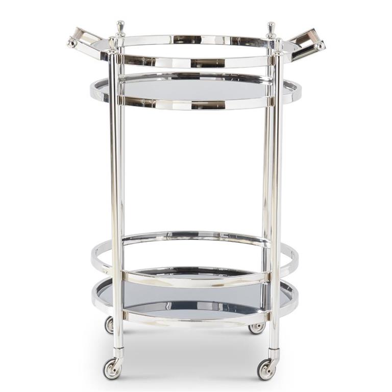 Round Bar Trolley With Smoked Glass Shelves