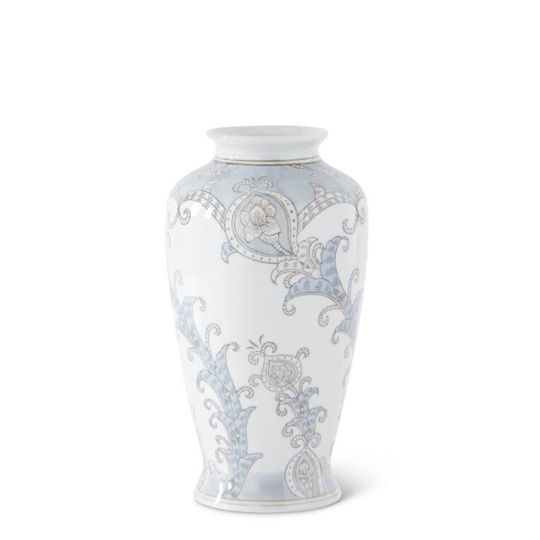Light Blue & Gray Floral Vase