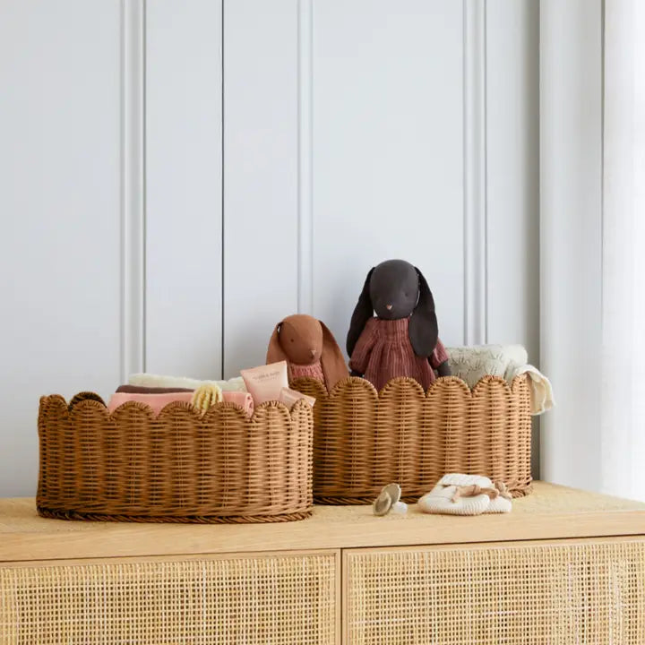 Belle Scalloped Basket Set - Mocca