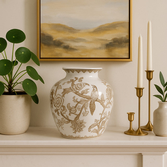 Chinoiserie Bird & Vines Vase