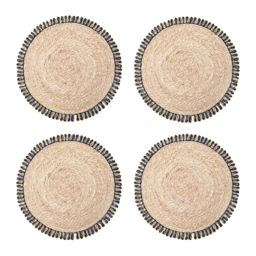 Loopy Abaca Natural & Navy Placemat Set of 4