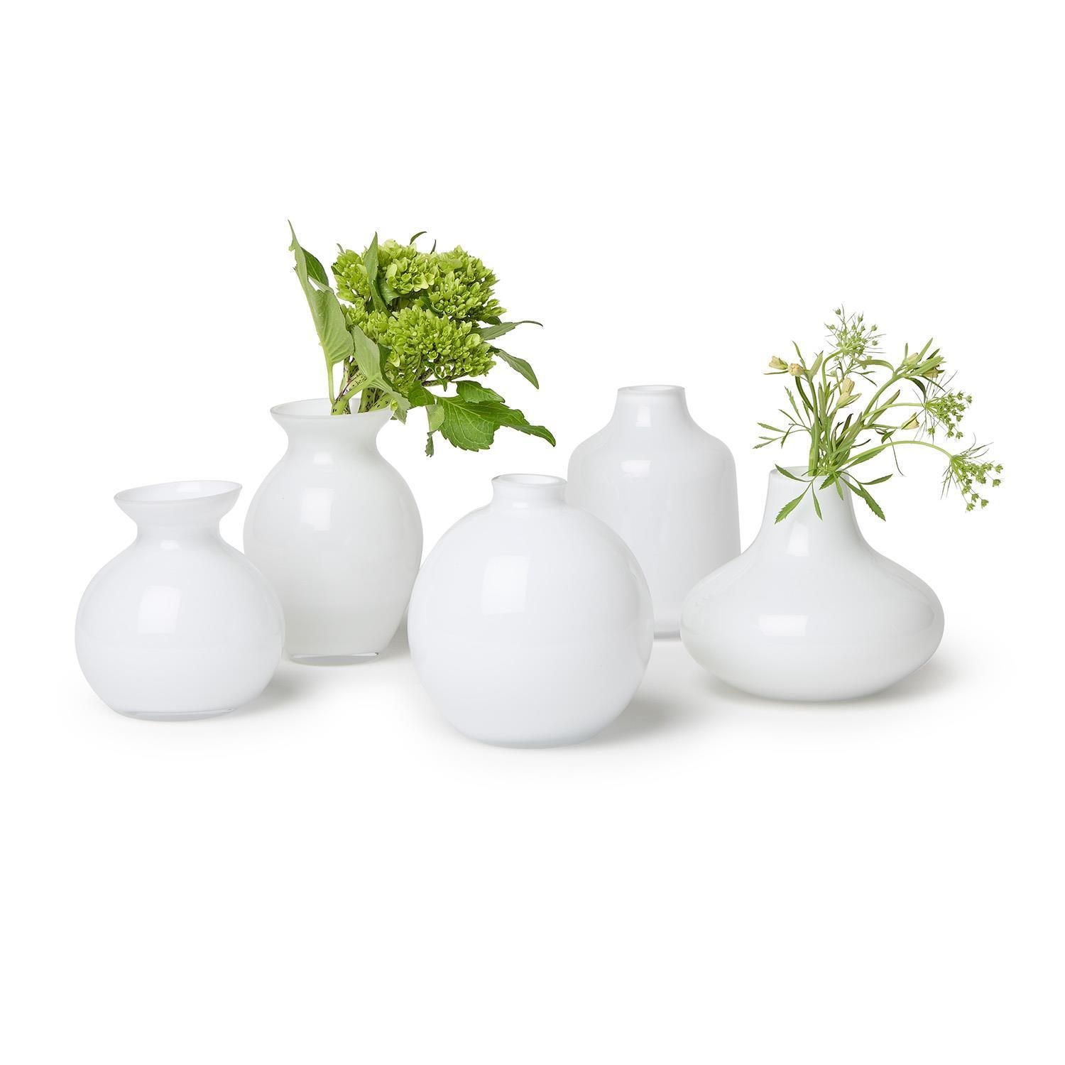 Milky White Glass Vases Set Of 5