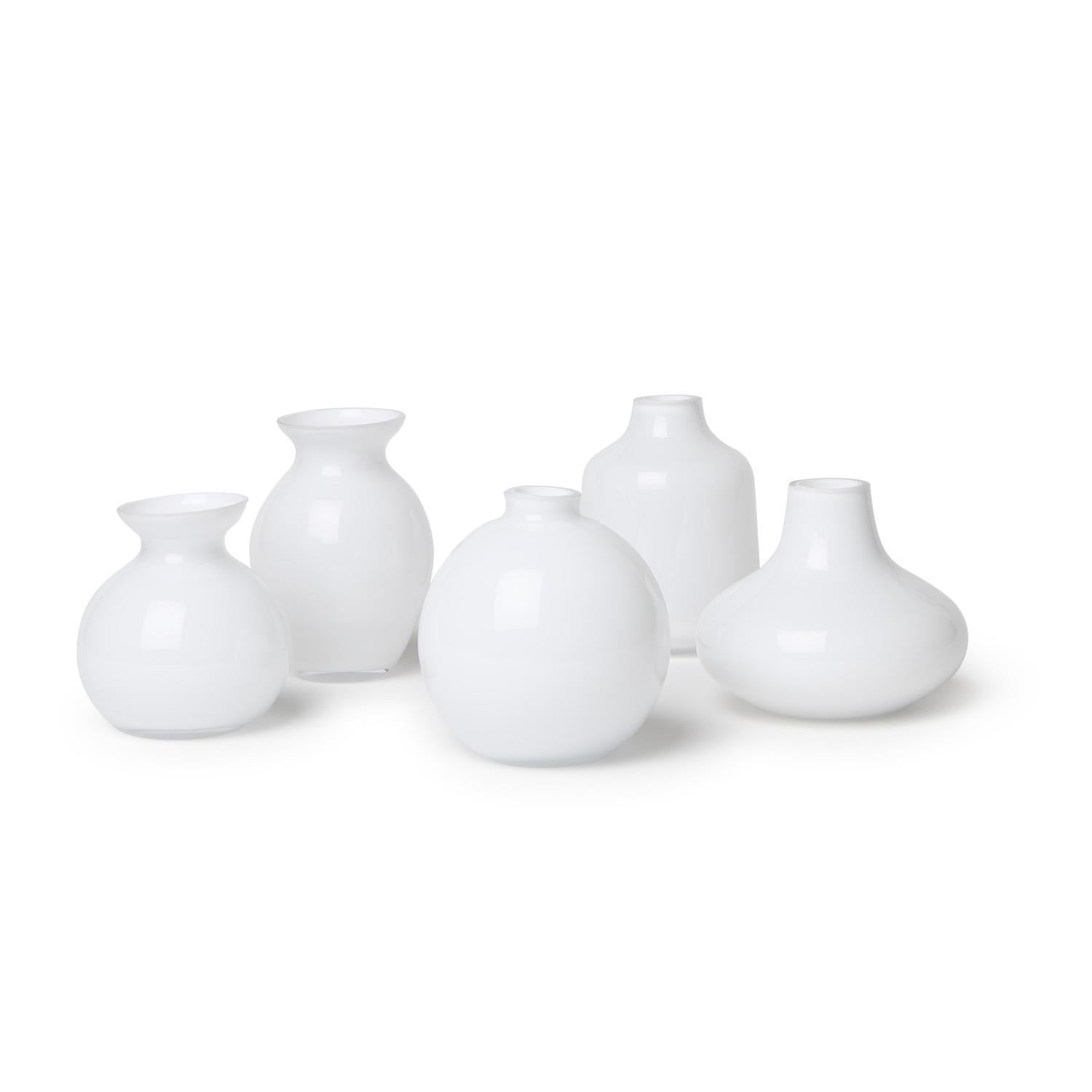 Milky White Glass Vases Set Of 5