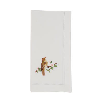 Embroidered Bird Hemstitch Napkin 6 Pack