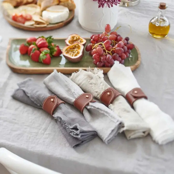 Soft Leather Napkin Rings Set of Four