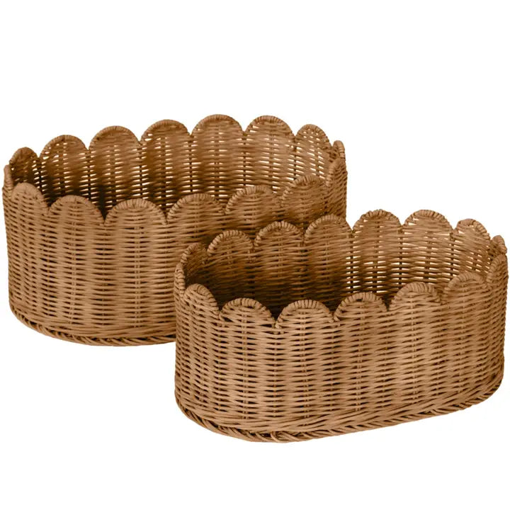 Belle Scalloped Basket Set - Mocca