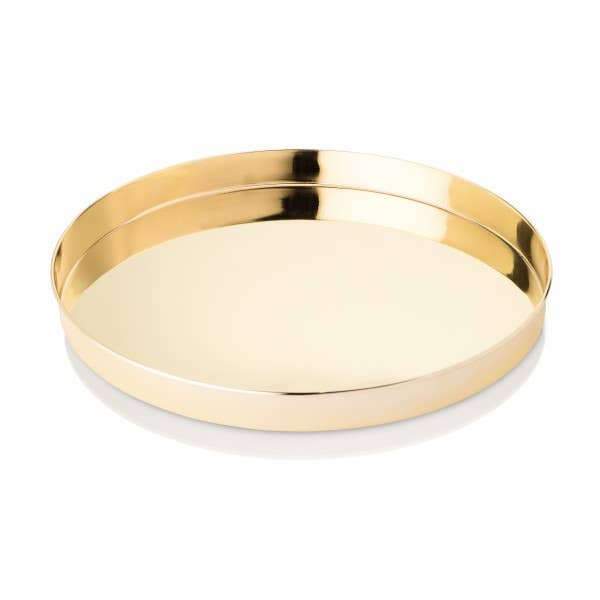 Belmont Polished Gold Round Serving Tray